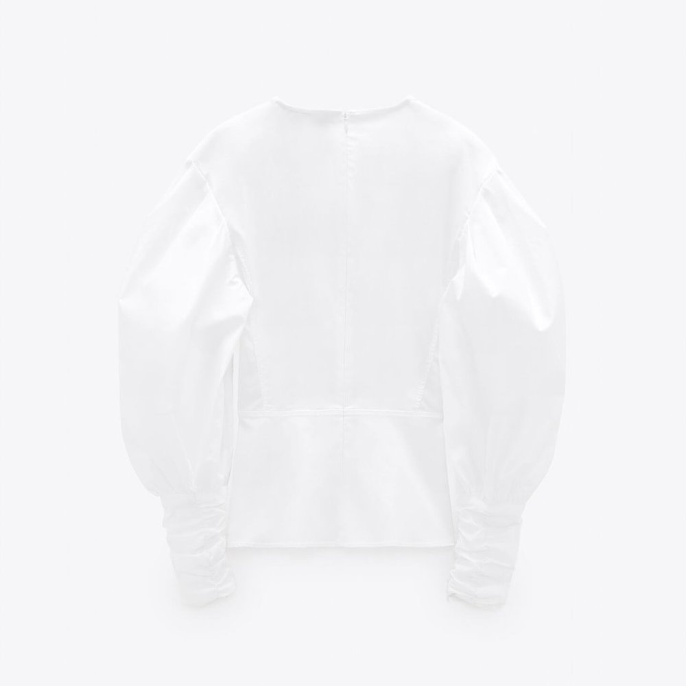 Zara VOLUMINOUS POPLIN TOP White 7851/649-cotton - Picture 3 of 5
